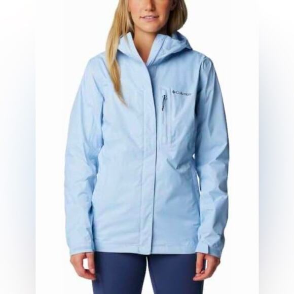 Columbia Jackets & Blazers - Columbia Omni-Tech Waterproof Hooded Jacket, Whisper Blue, Outdoors GorpCore XXL